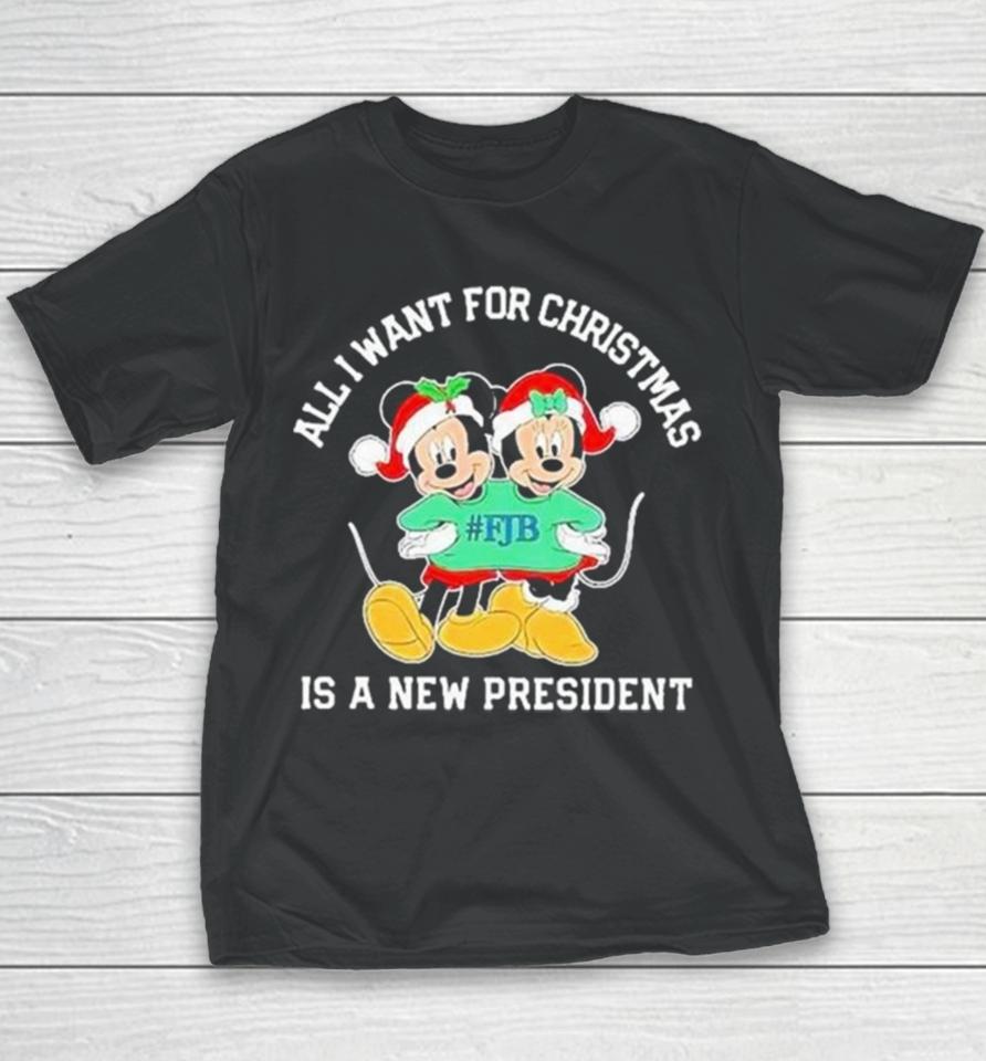 Mickey And Minnie Mouse All I Want For Christmas Is A New President Youth T-Shirt