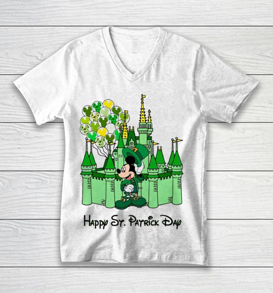 Mickey Castle Disney Happy St. Patrick’s Day Unisex V-Neck T-Shirt