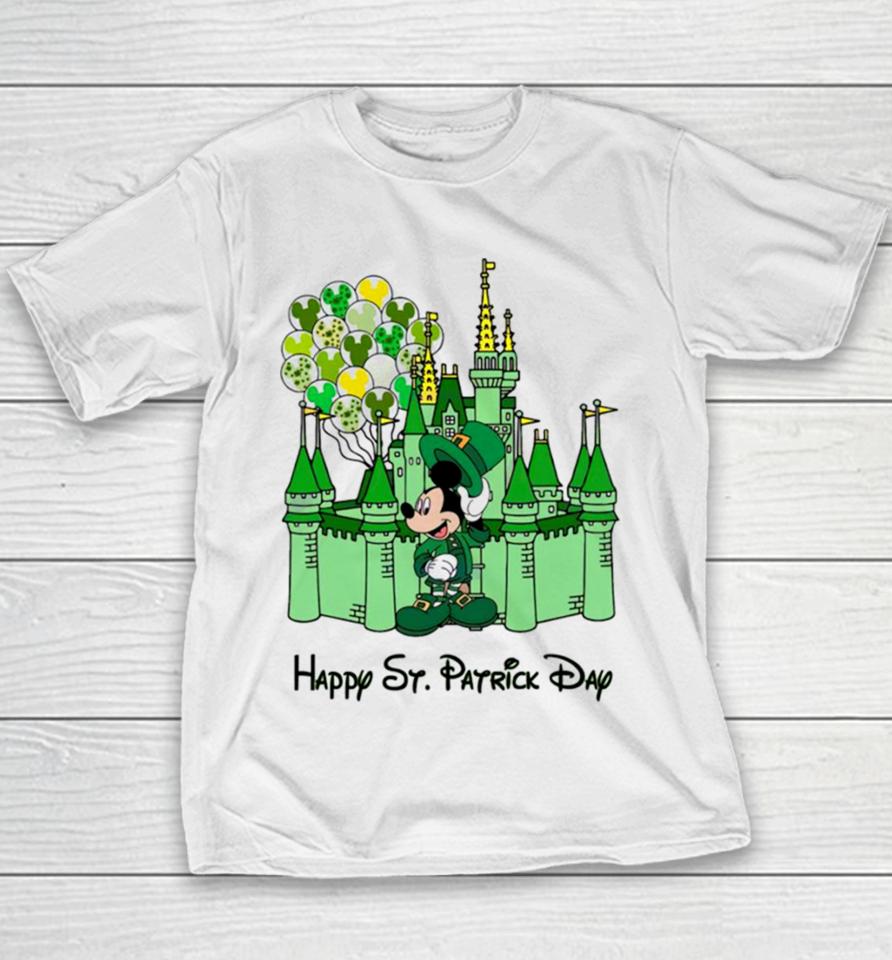Mickey Castle Disney Happy St. Patrick’s Day Youth T-Shirt