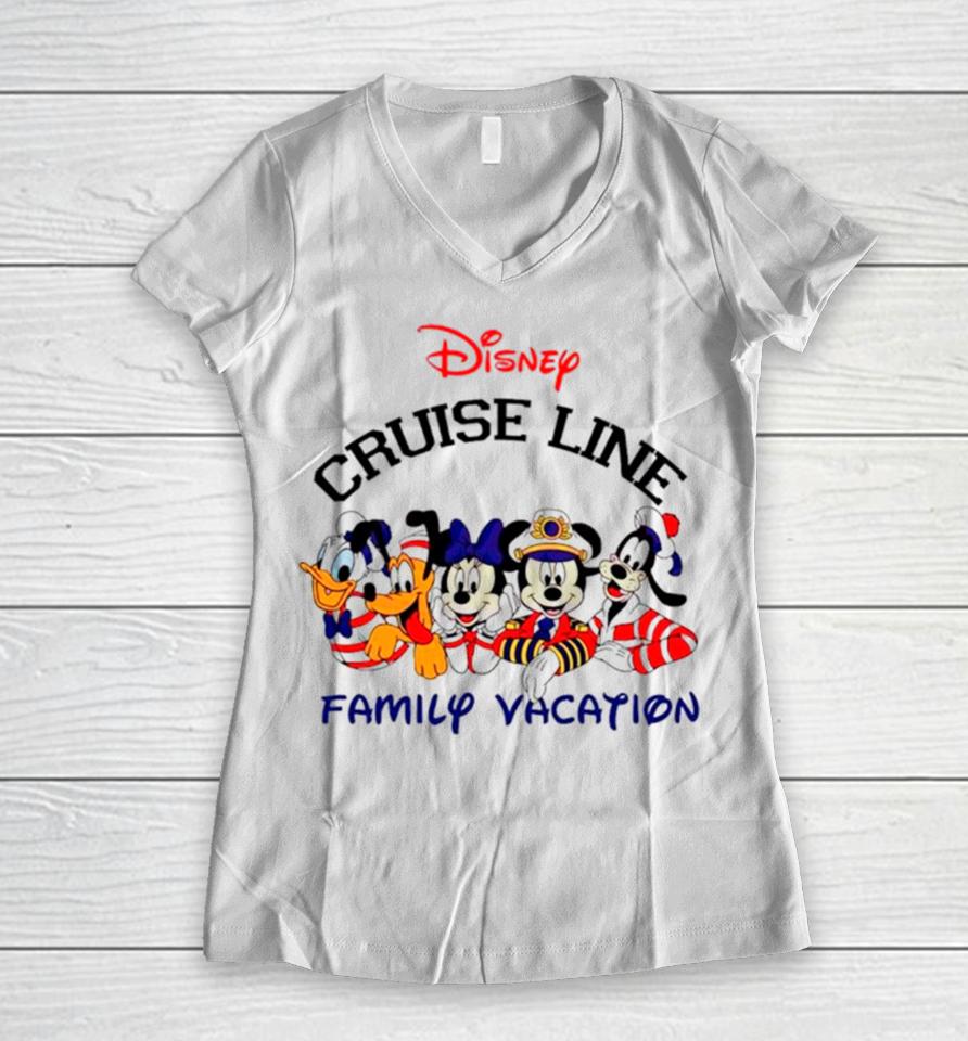 Mickey Friends Disney Cruise Line Family Vacation Women V-Neck T-Shirt