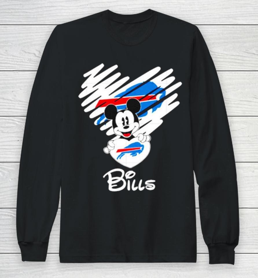 Mickey Heart Buffalo Bills Long Sleeve T-Shirt