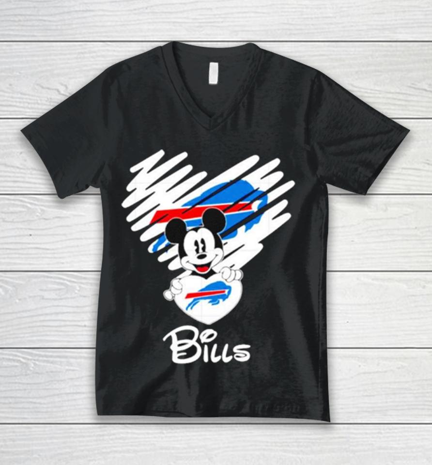 Mickey Heart Buffalo Bills Unisex V-Neck T-Shirt