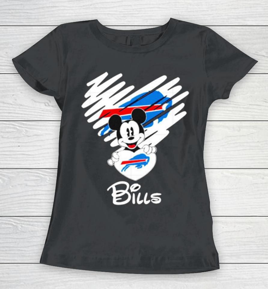 Mickey Heart Buffalo Bills Women T-Shirt
