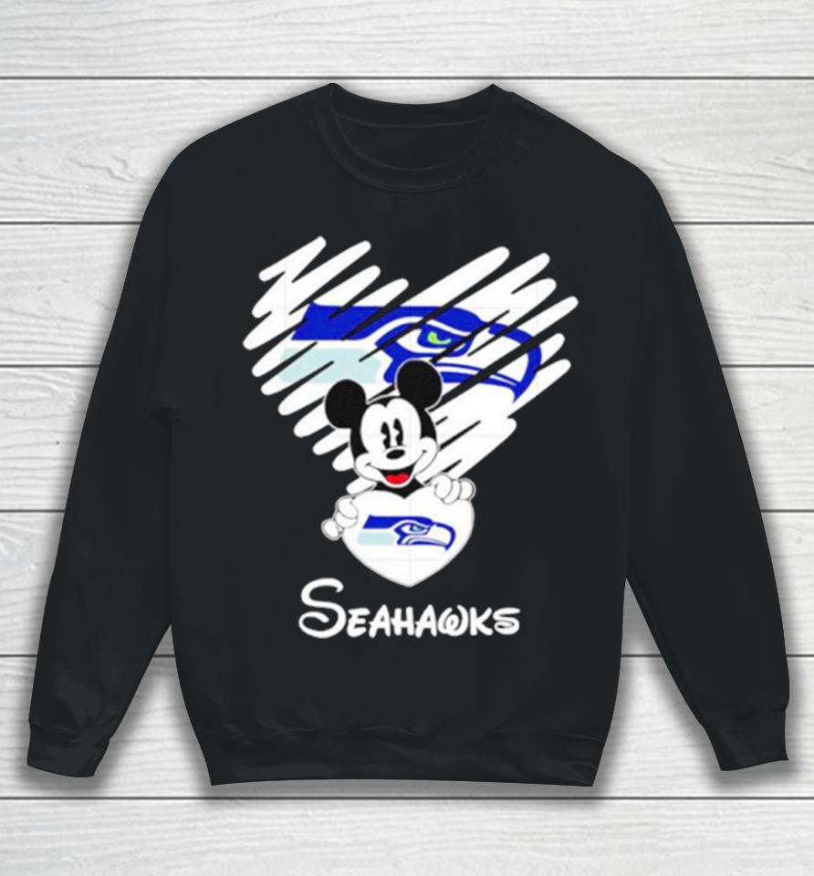 Mickey Heart Seattle Seahawks Sweatshirt