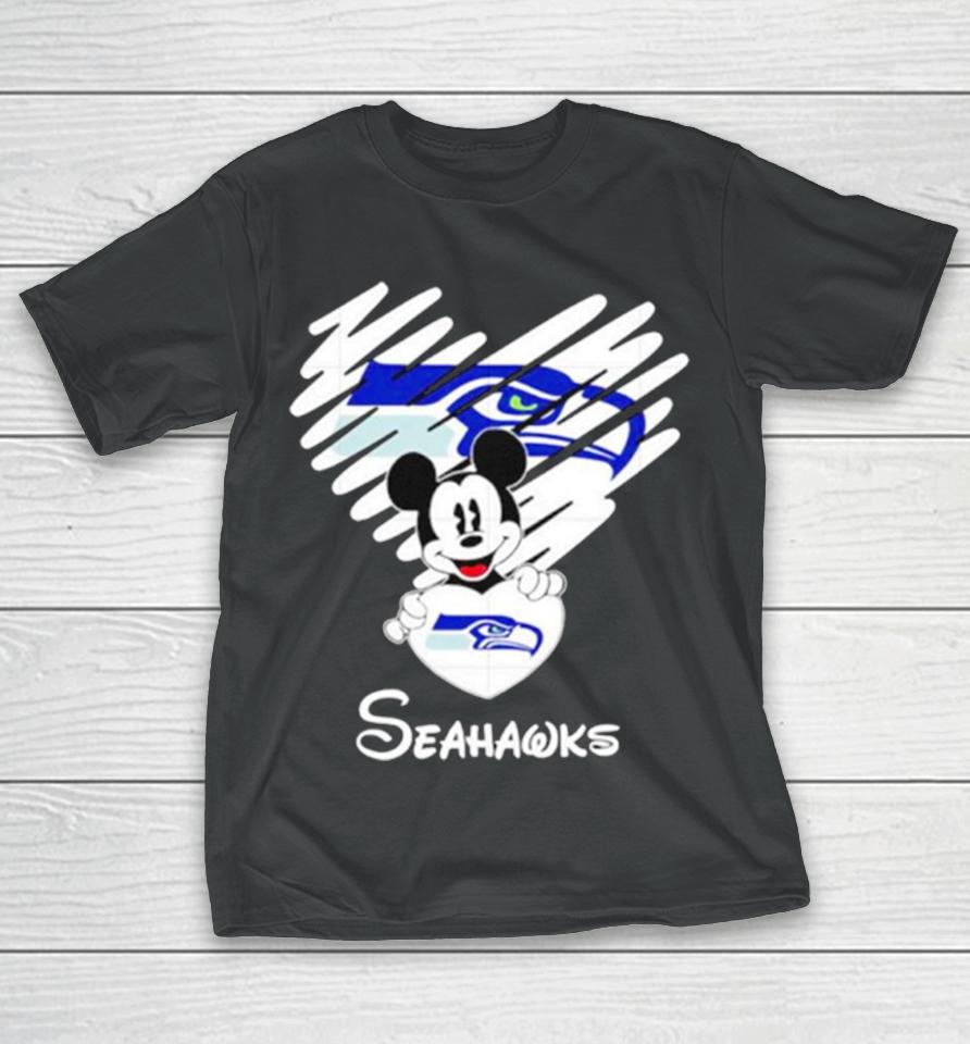 Mickey Heart Seattle Seahawks T-Shirt