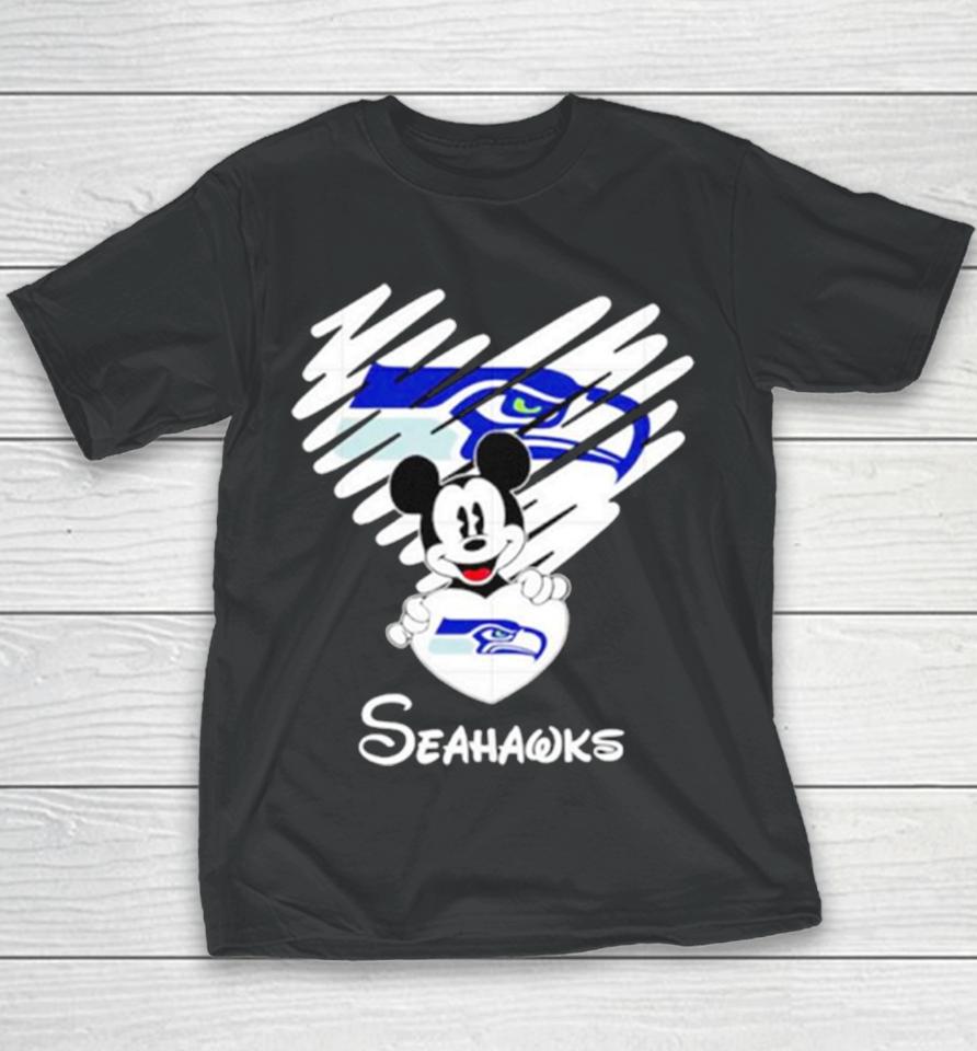 Mickey Heart Seattle Seahawks Youth T-Shirt