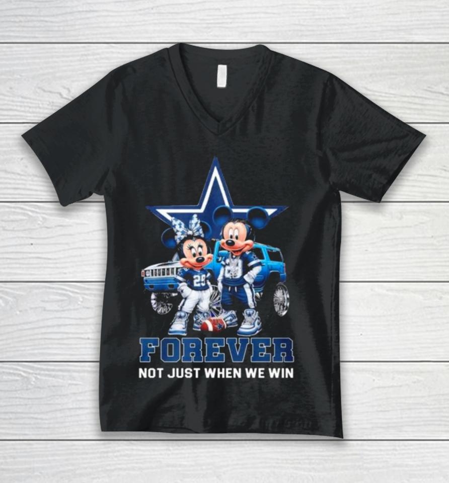Mickey Mouse And Minnie Mouse Dallas Cowboys Forever Not Just When We Win Unisex V-Neck T-Shirt