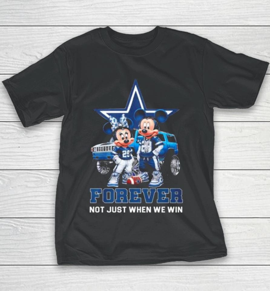 Mickey Mouse And Minnie Mouse Dallas Cowboys Forever Not Just When We Win Youth T-Shirt