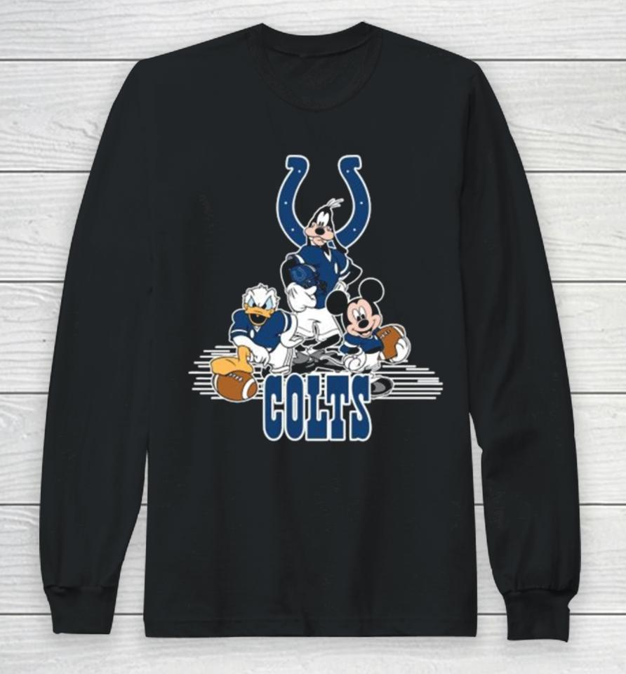Mickey Mouse Donald Duck Goofy Playing Indianapolis Colts American Football Long Sleeve T-Shirt