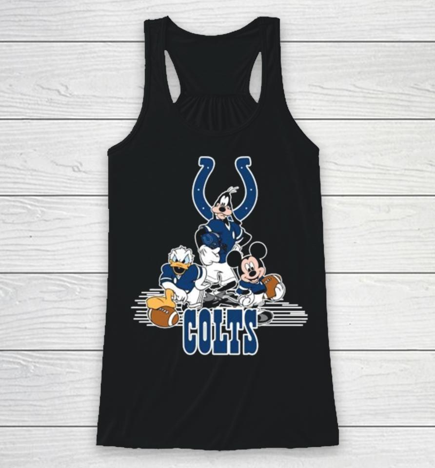 Mickey Mouse Donald Duck Goofy Playing Indianapolis Colts American Football Racerback Tank