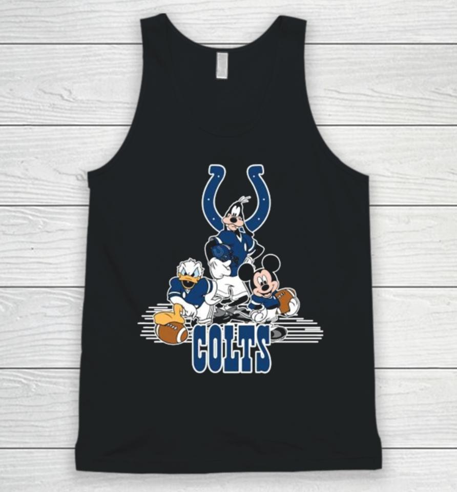 Mickey Mouse Donald Duck Goofy Playing Indianapolis Colts American Football Unisex Tank Top