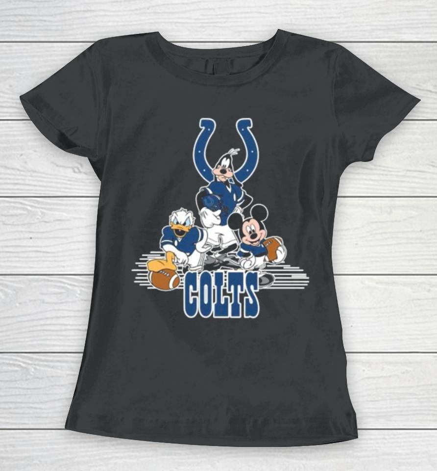 Mickey Mouse Donald Duck Goofy Playing Indianapolis Colts American Football Women T-Shirt
