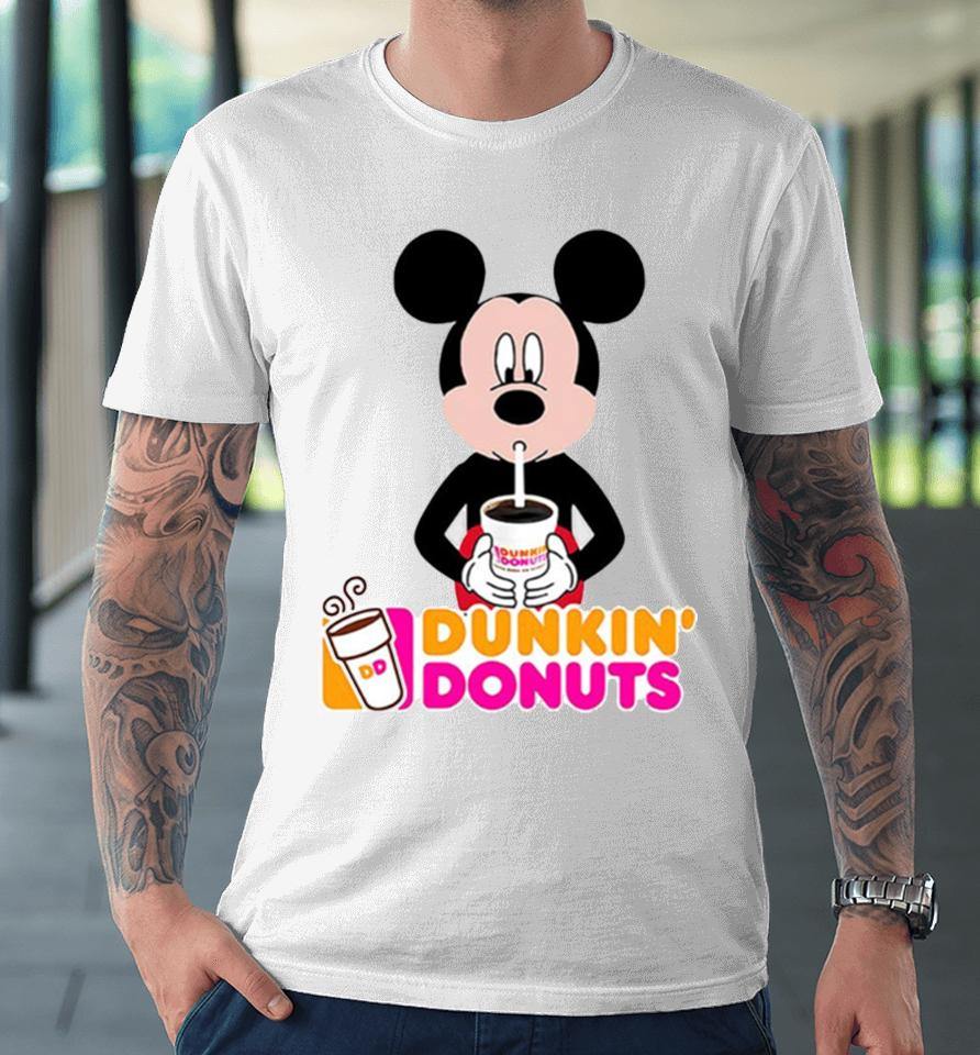 Mickey Mouse Drinking Dunkin’ Donuts Premium T-Shirt