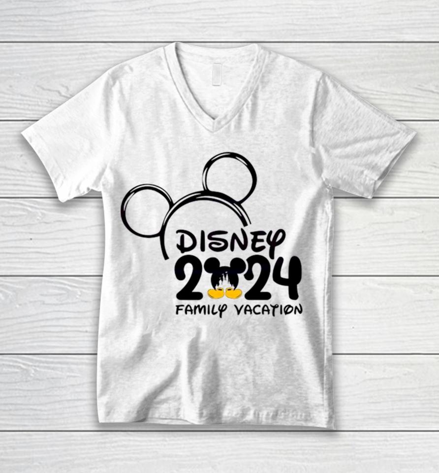 Mickey Mouse Head Disney 2024 Family Vacation Unisex V-Neck T-Shirt