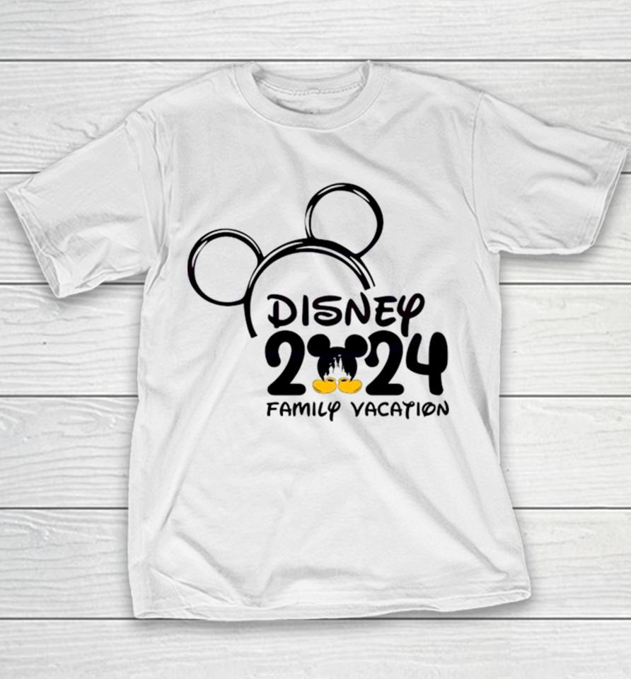 Mickey Mouse Head Disney 2024 Family Vacation Youth T-Shirt