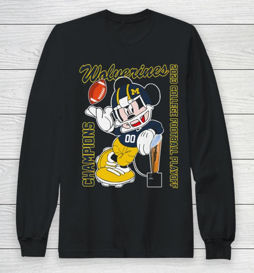 Mickey Mouse Michigan Wolverines 2022 College Football Playoff National Champions Long Sleeve T-Shirt