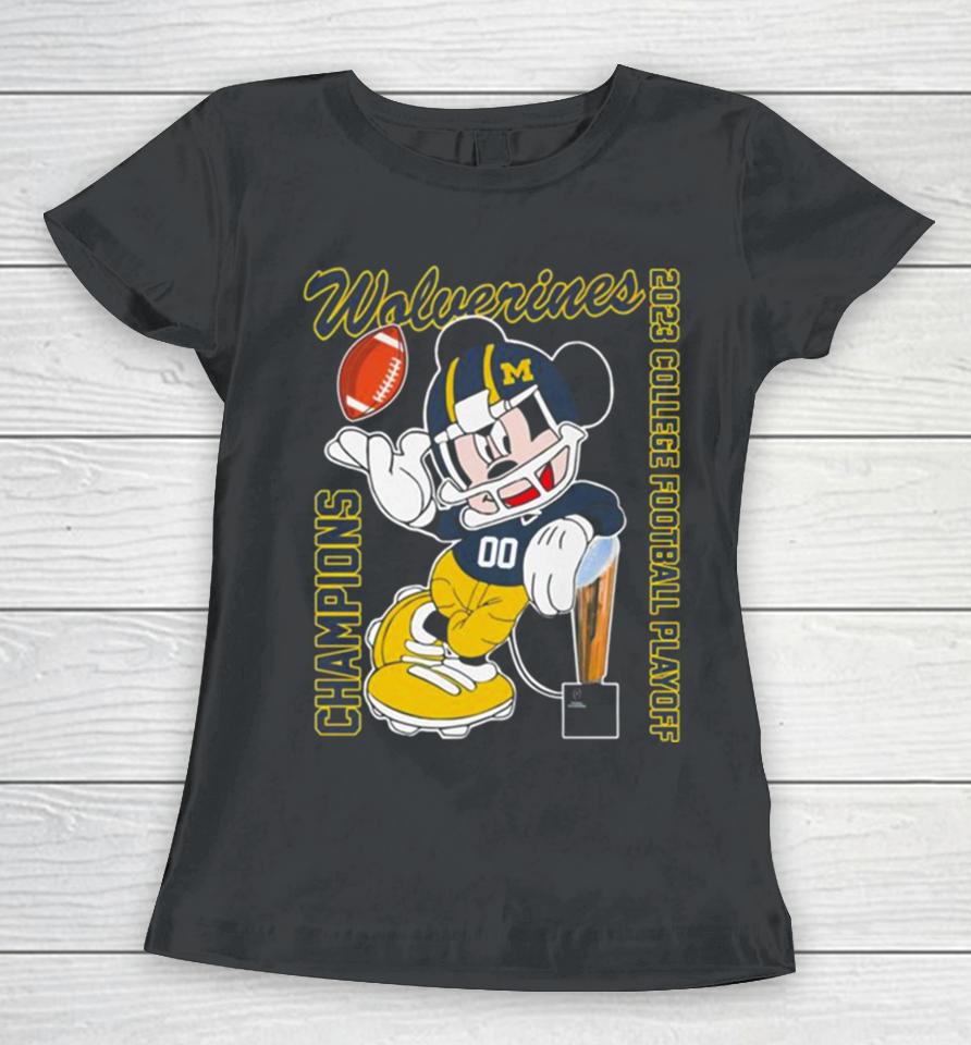 Mickey Mouse Michigan Wolverines 2022 College Football Playoff National Champions Women T-Shirt