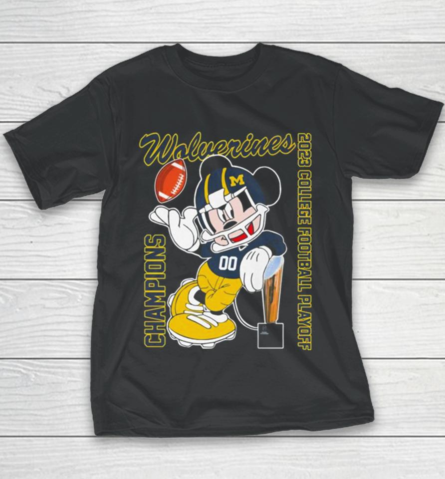 Mickey Mouse Michigan Wolverines 2022 College Football Playoff National Champions Youth T-Shirt