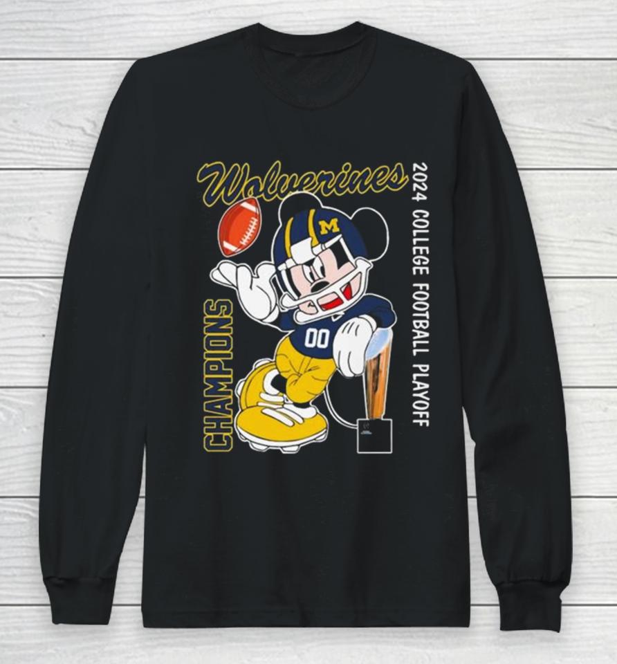Mickey Mouse Michigan Wolverines 2024 College Football Playoff Long Sleeve T-Shirt