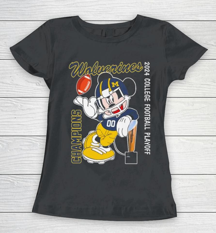 Mickey Mouse Michigan Wolverines 2024 College Football Playoff Women T-Shirt