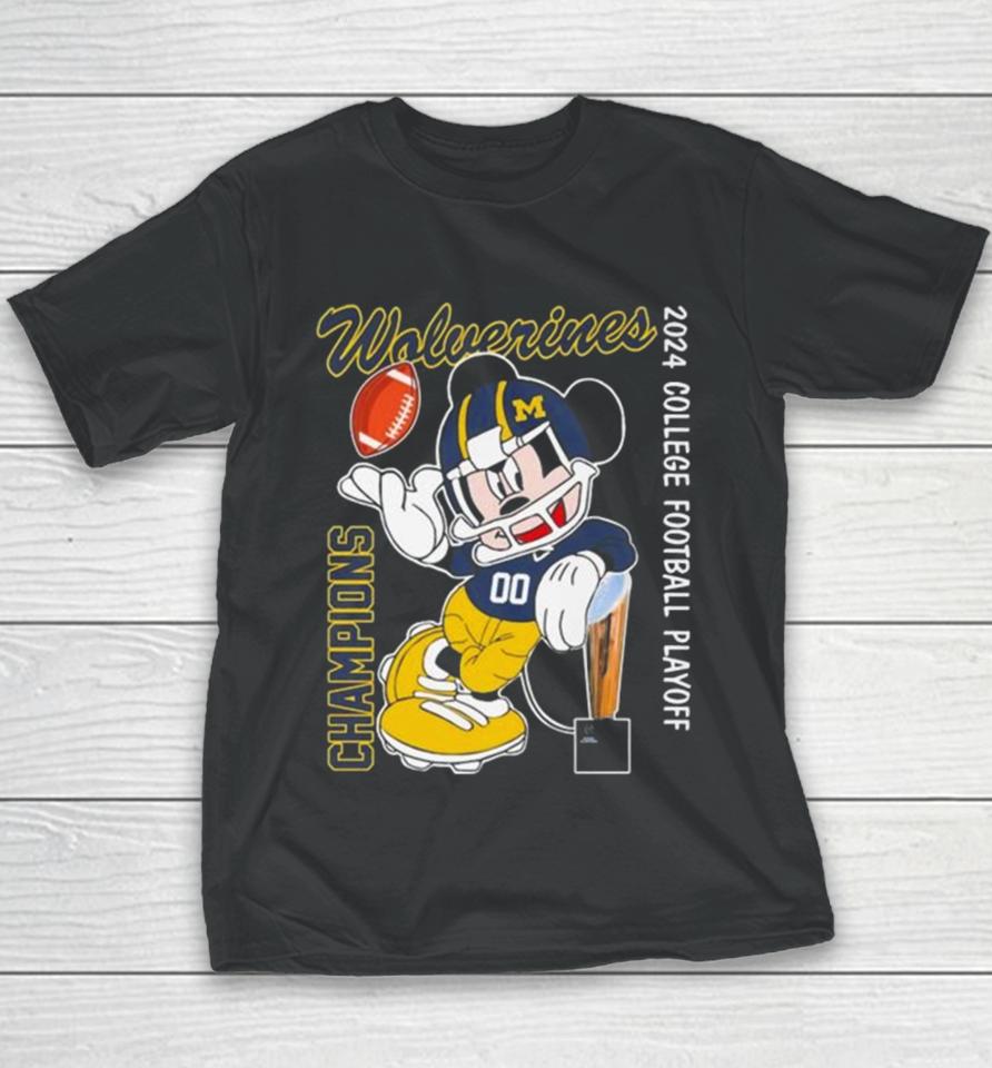 Mickey Mouse Michigan Wolverines 2024 College Football Playoff Youth T-Shirt