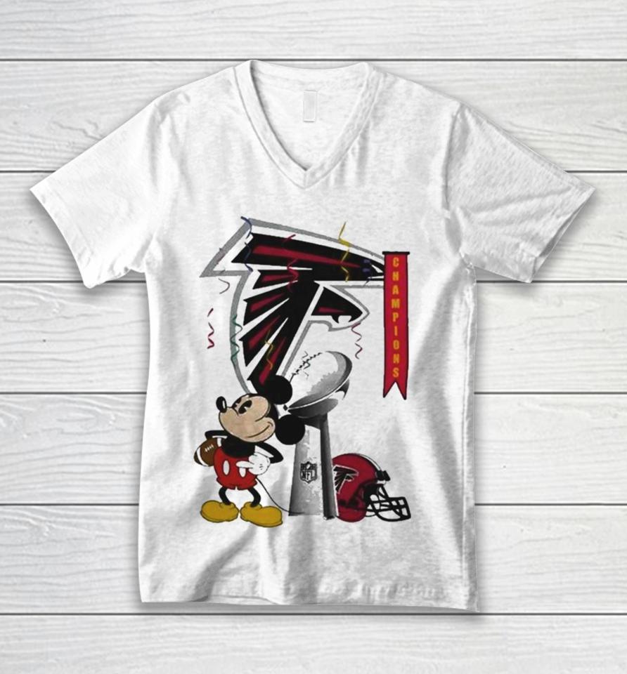 Mickey Mouse Nfl Atlanta Falcons Football Super Bowl Champions Helmet Logo Unisex V-Neck T-Shirt