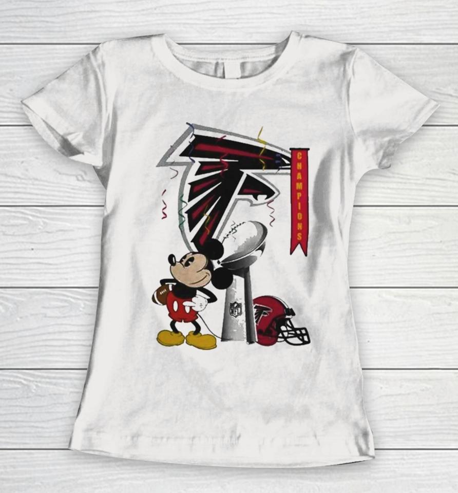Mickey Mouse Nfl Atlanta Falcons Football Super Bowl Champions Helmet Logo Women T-Shirt