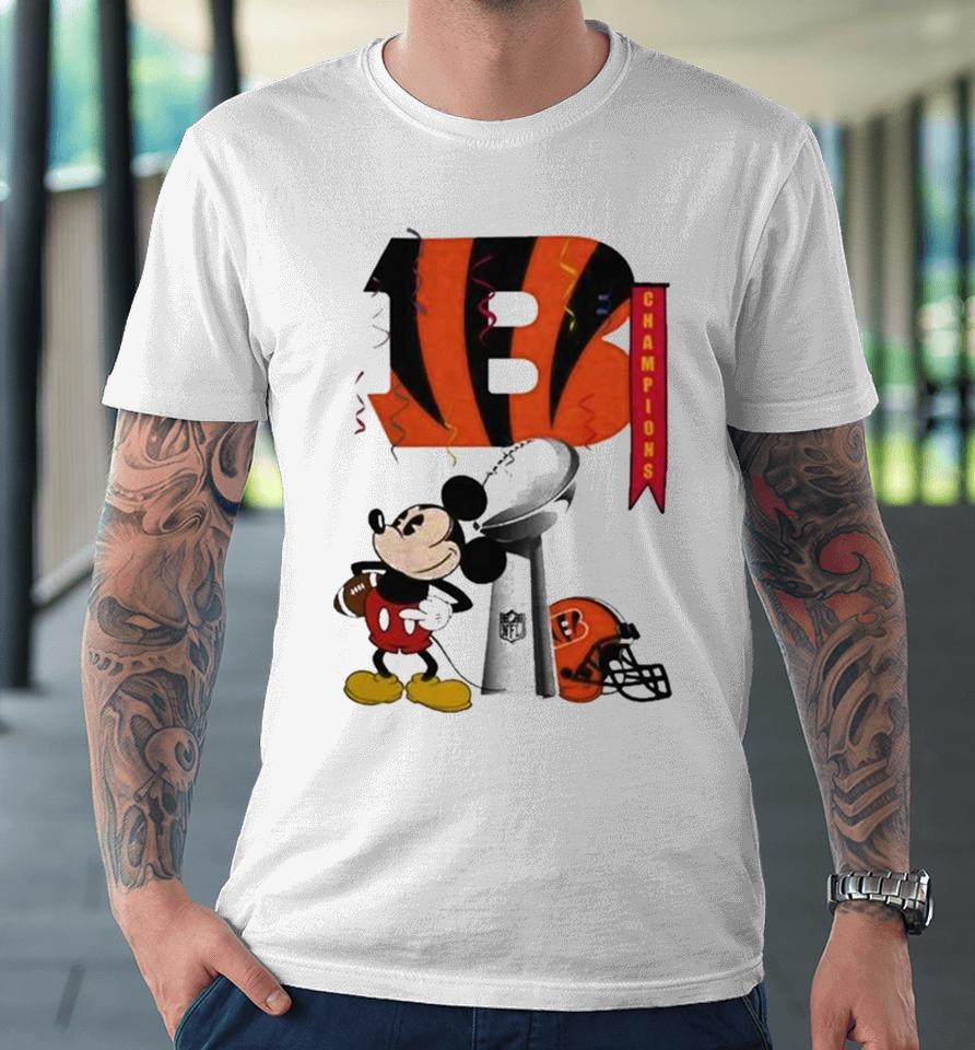 Mickey Mouse Nfl Cincinnati Bengals Football Super Bowl Champions Helmet Logo Premium T-Shirt