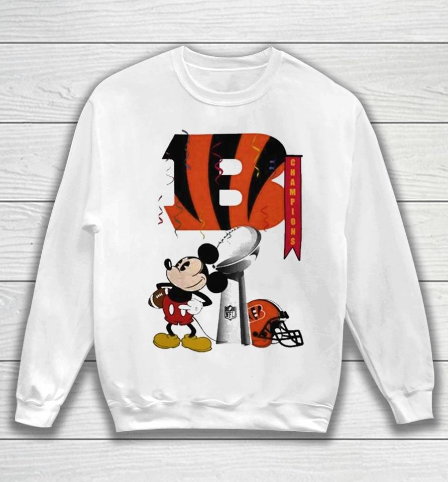 Mickey Mouse Nfl Cincinnati Bengals Football Super Bowl Champions Helmet Logo Sweatshirt