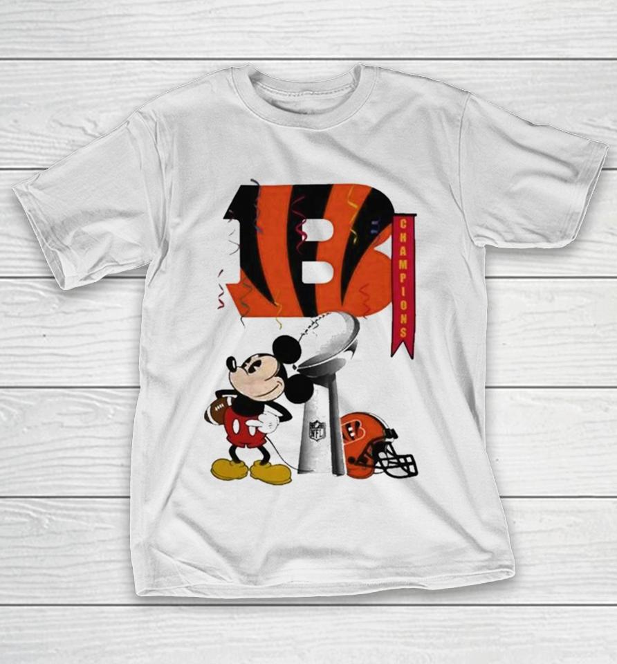 Mickey Mouse Nfl Cincinnati Bengals Football Super Bowl Champions Helmet Logo T-Shirt
