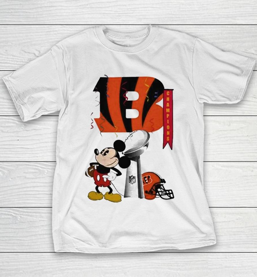 Mickey Mouse Nfl Cincinnati Bengals Football Super Bowl Champions Helmet Logo Youth T-Shirt