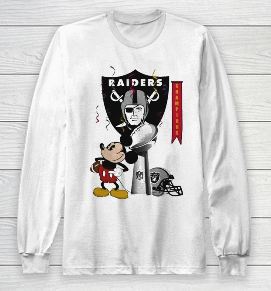 Mickey Mouse Nfl Las Vegas Raiders Football Super Bowl Champions Helmet Logo Long Sleeve T-Shirt