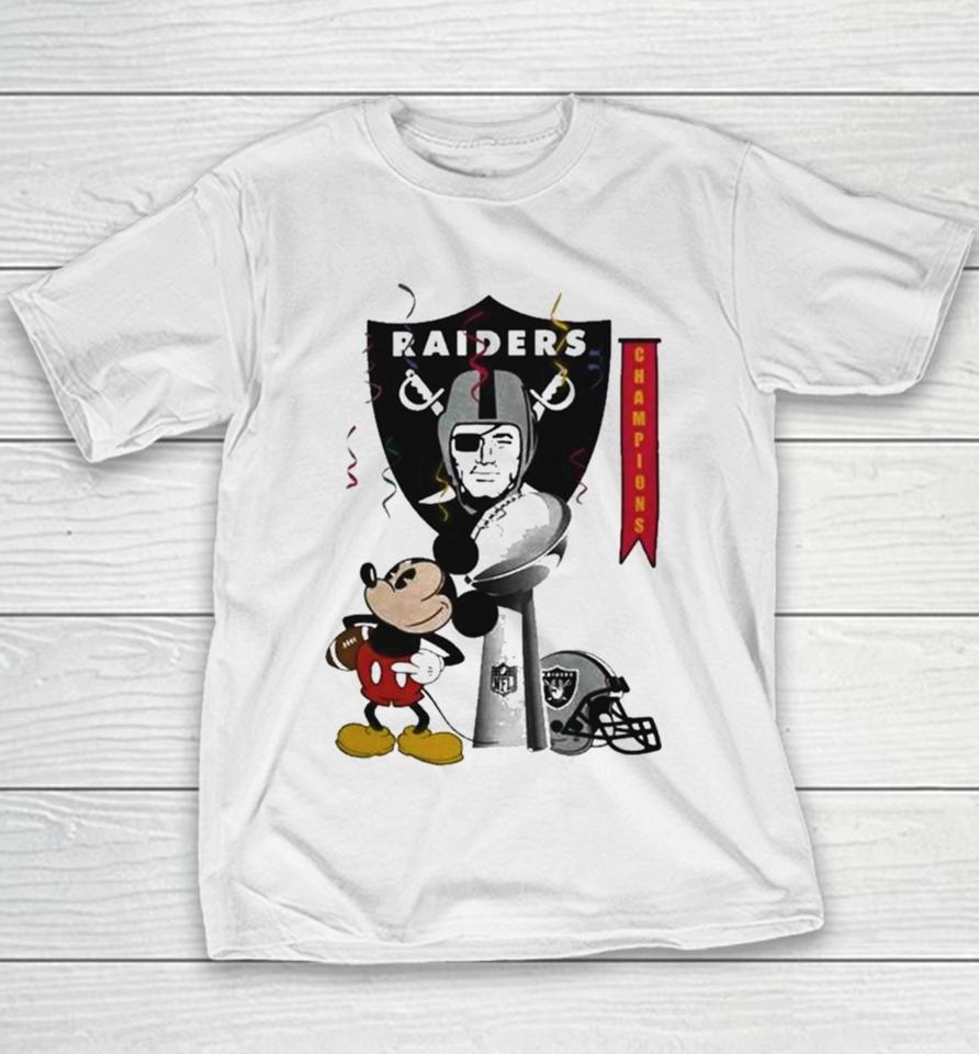 Mickey Mouse Nfl Las Vegas Raiders Football Super Bowl Champions Helmet Logo Youth T-Shirt