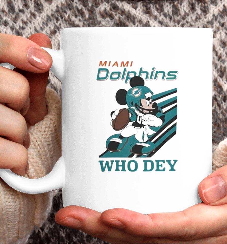 Mickey Mouse Nfl Miami Dolphins Football Player Who Dey Slogan Coffee Mug