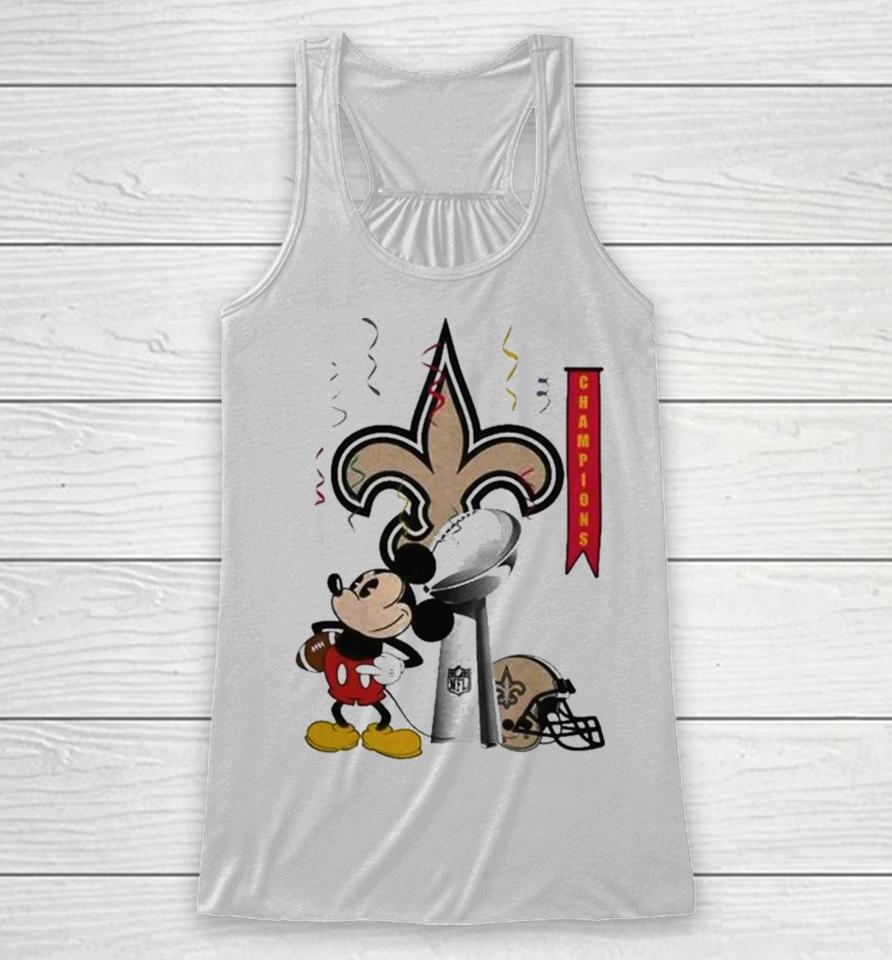 Mickey Mouse Nfl New Orleans Saints Football Super Bowl Champions Helmet Logo Racerback Tank