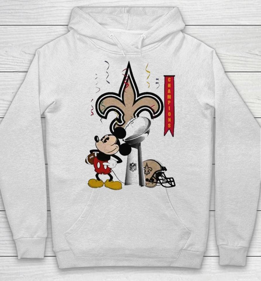 Mickey Mouse Nfl New Orleans Saints Football Super Bowl Champions Helmet Logo Hoodie