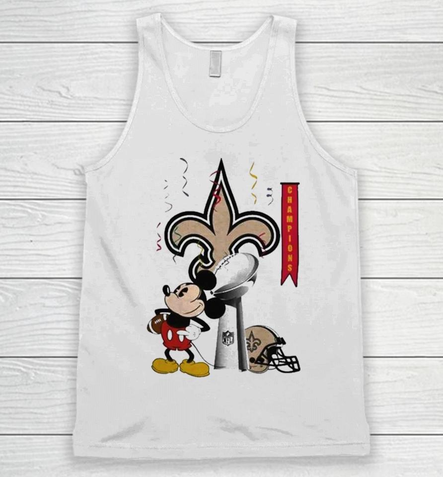 Mickey Mouse Nfl New Orleans Saints Football Super Bowl Champions Helmet Logo Unisex Tank Top