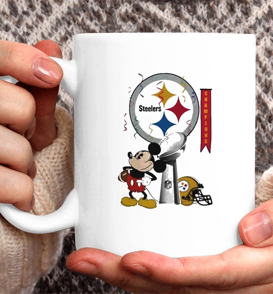 Mickey Mouse Nfl Pittsburgh Steelers Football Super Bowl Champions Helmet Logo Coffee Mug