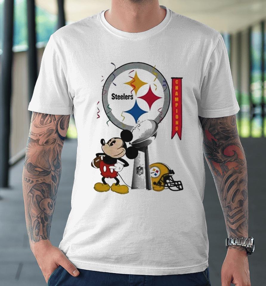 Mickey Mouse Nfl Pittsburgh Steelers Football Super Bowl Champions Helmet Logo Premium T-Shirt