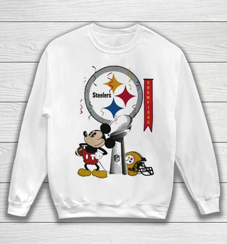 Mickey Mouse Nfl Pittsburgh Steelers Football Super Bowl Champions Helmet Logo Sweatshirt