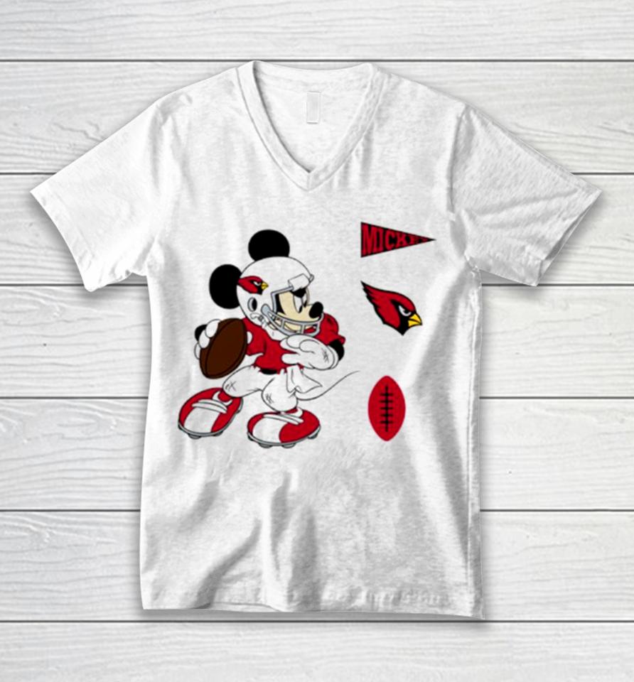 Mickey Mouse Player Arizona Cardinals Disney Football Unisex V-Neck T-Shirt