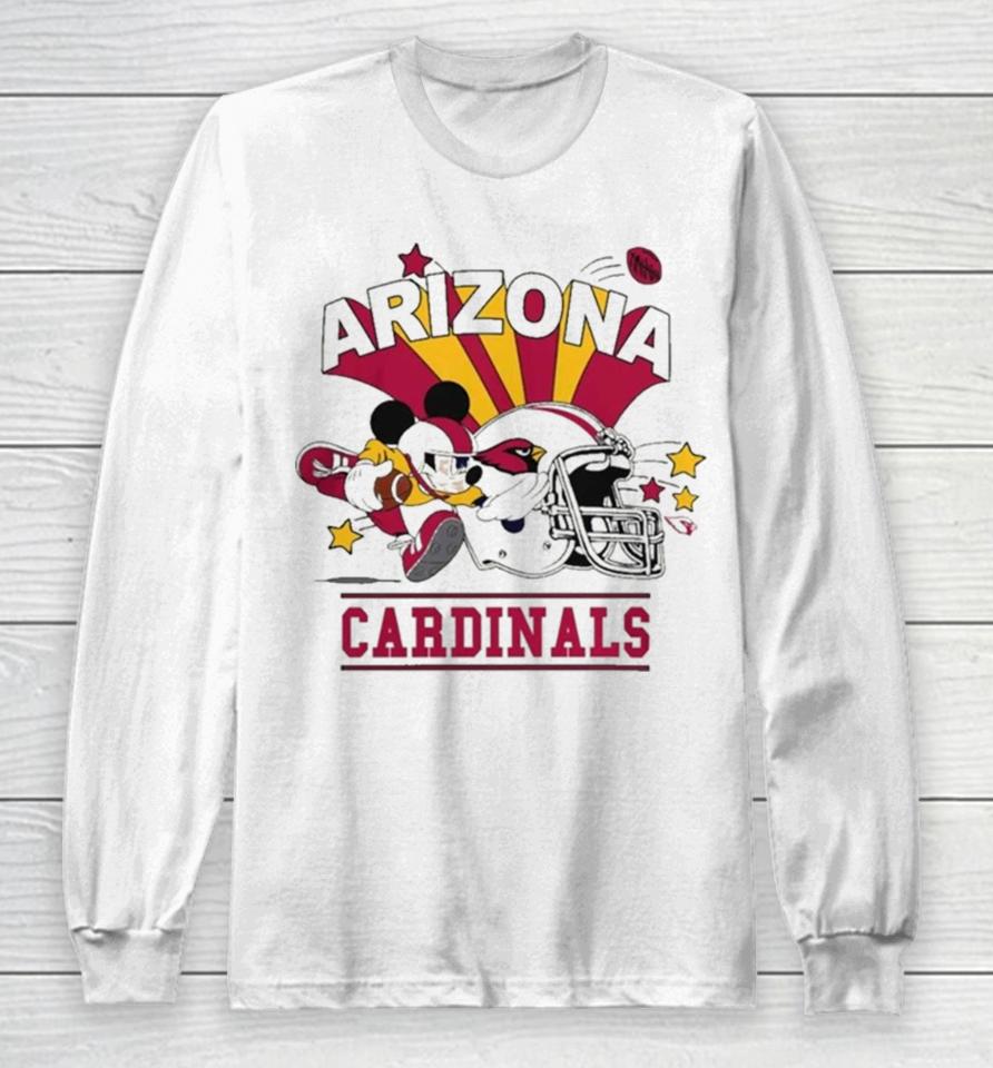 Mickey Mouse Player Arizona Cardinals Football Helmet Logo Character Long Sleeve T-Shirt