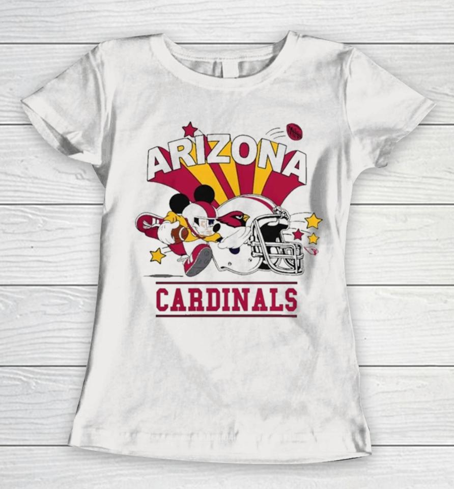 Mickey Mouse Player Arizona Cardinals Football Helmet Logo Character Women T-Shirt