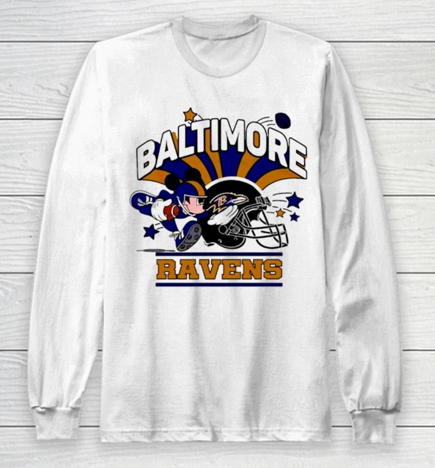 Mickey Mouse Player Baltimore Ravens Football Long Sleeve T-Shirt