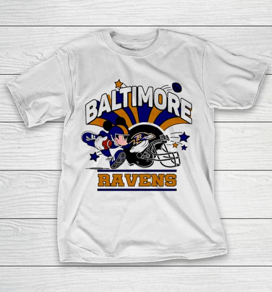 Mickey Mouse Player Baltimore Ravens Football T-Shirt