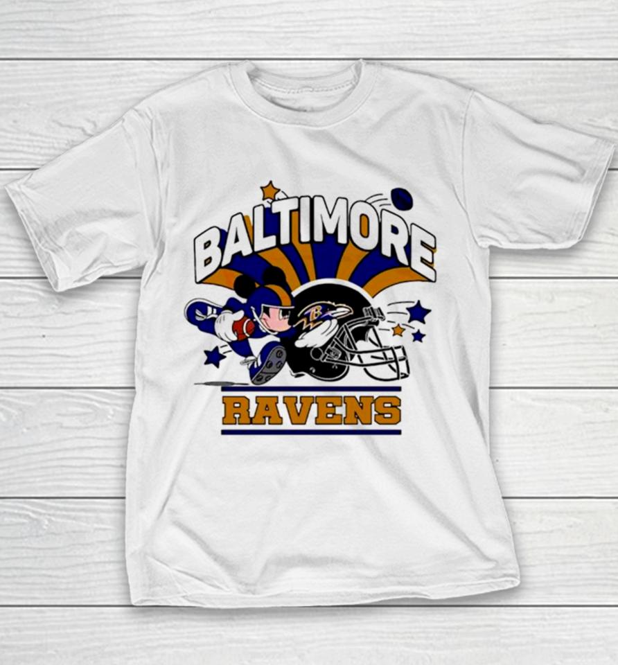 Mickey Mouse Player Baltimore Ravens Football Youth T-Shirt