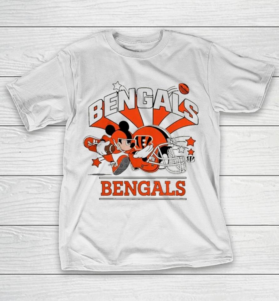Mickey Mouse Player Cincinnati Bengals Football Helmet Logo Character T-Shirt