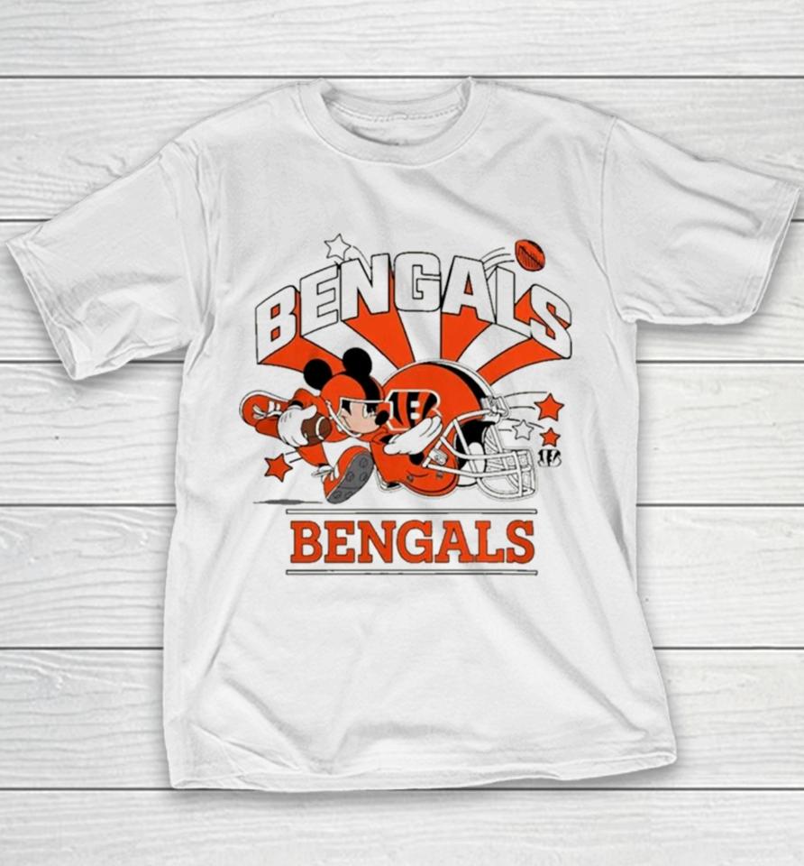 Mickey Mouse Player Cincinnati Bengals Football Helmet Logo Character Youth T-Shirt