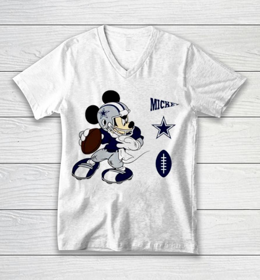 Mickey Mouse Player Dallas Cowboys Disney Football Unisex V-Neck T-Shirt