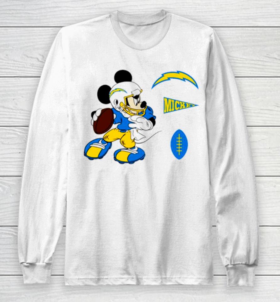 Mickey Mouse Player Los Angeles Chargers Disney Football Long Sleeve T-Shirt